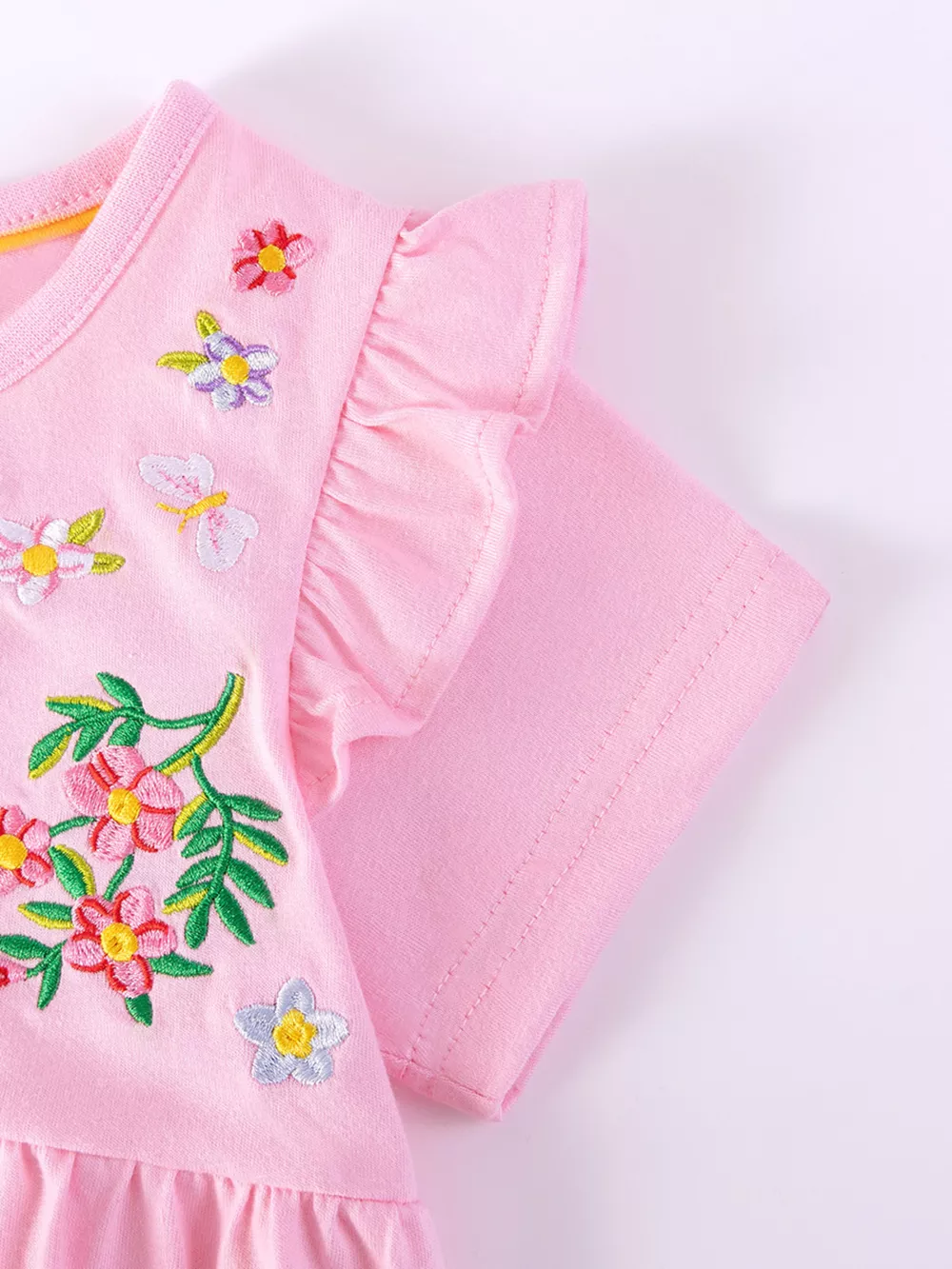Children's Floral Embroidered Ruffle Sleeve Casual Dress, image 4