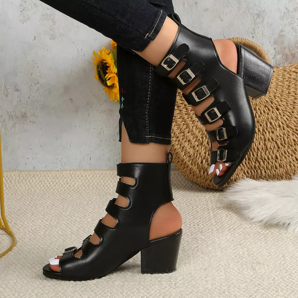 Buckle Block Heels Sandals, image 3