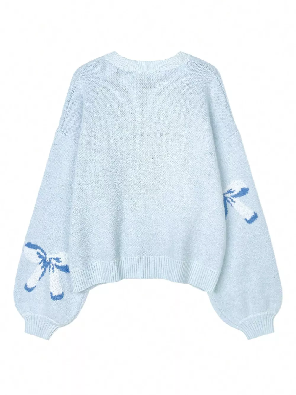 Bow Round Neck Dropped Shoulder Sweater, image 7