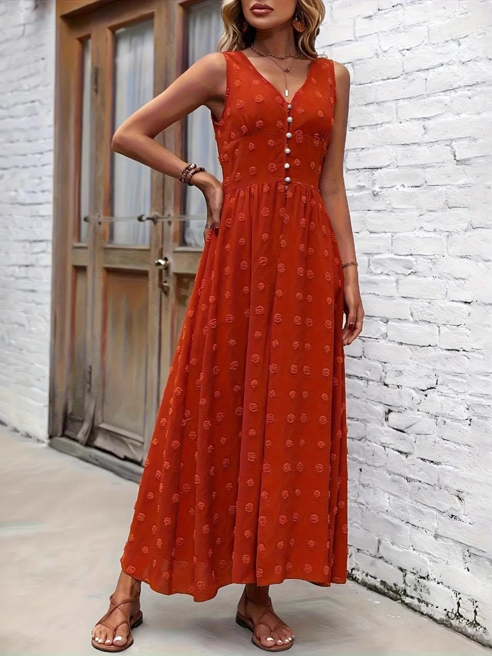 V-Neck Sleeveless Dress and Shorts Set, image 4
