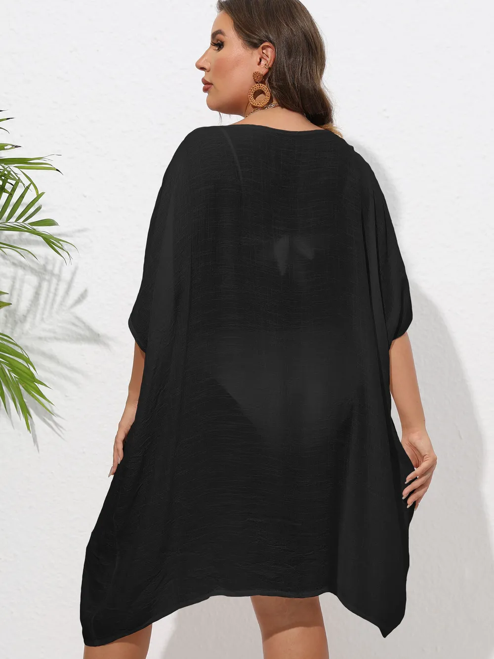 Crochet Trim V-Neck Beach Cover Up Dress, image 17