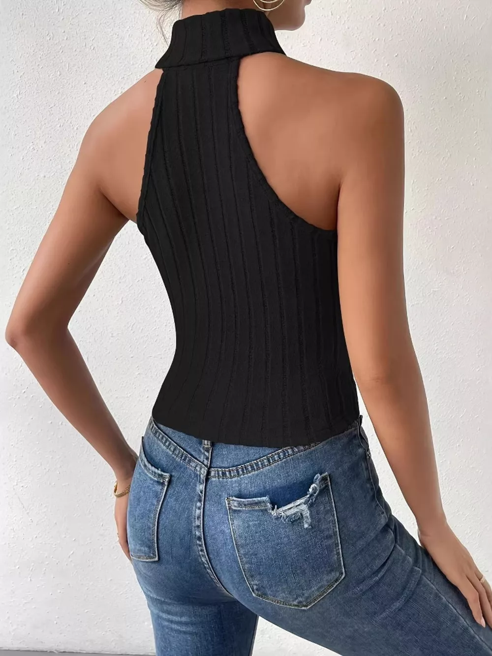 Ribbed Knit Turtleneck Tank, image 4