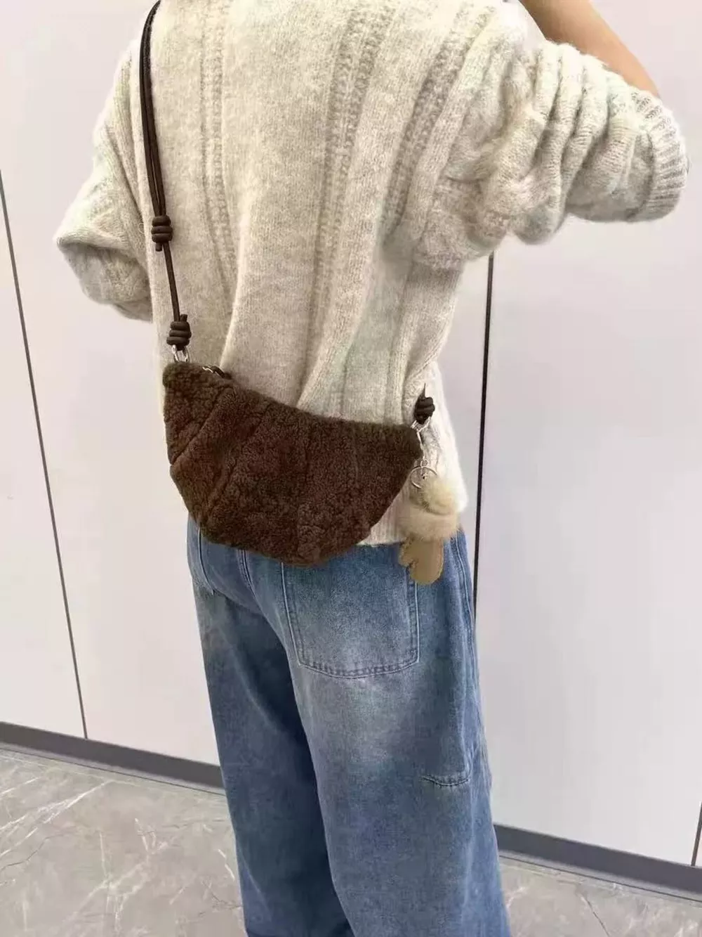 Knot Strap Furry Crossbody Bag, image 3