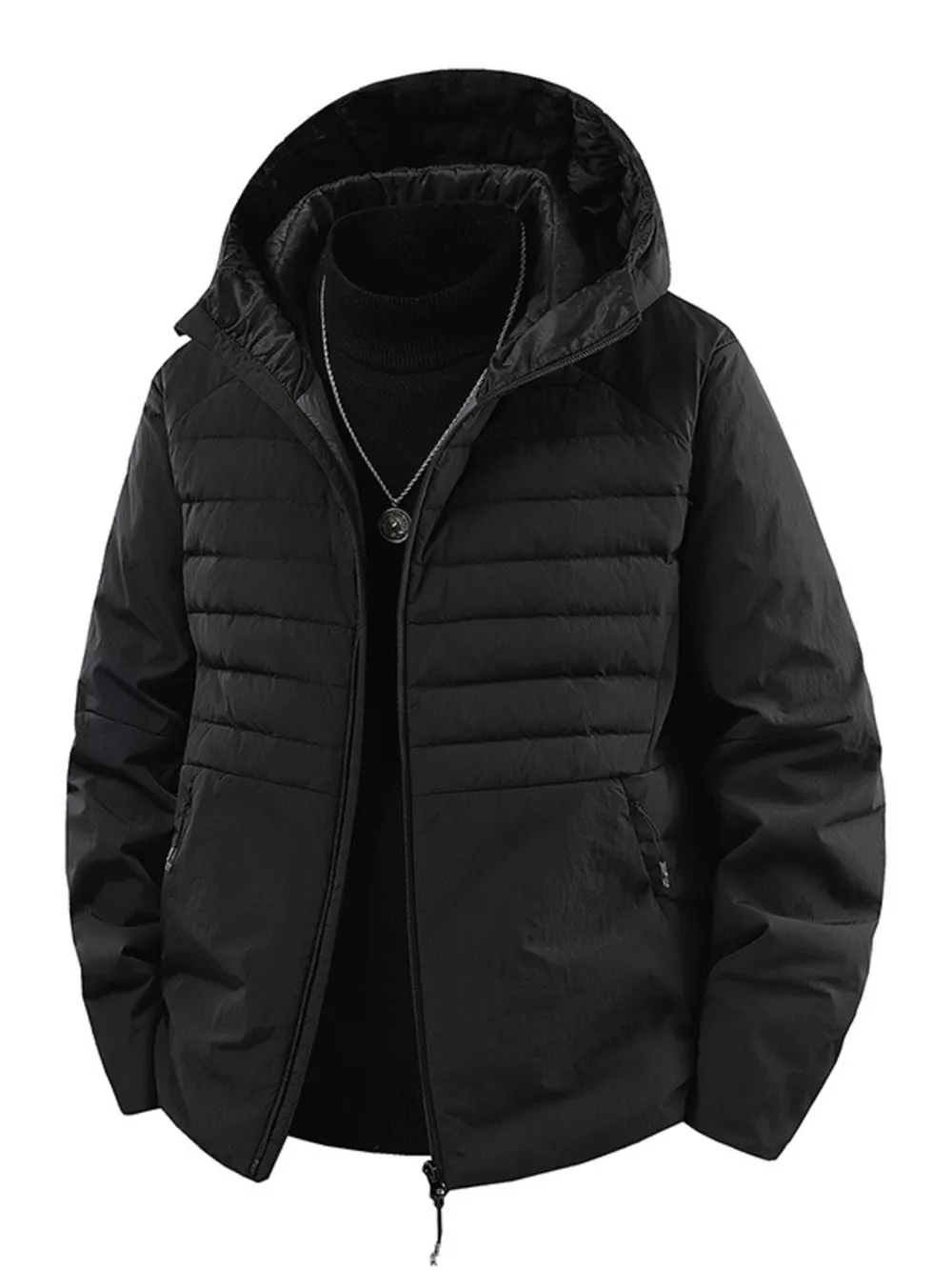 Men's Plus Size Lightweight Hooded Puffer Jacket