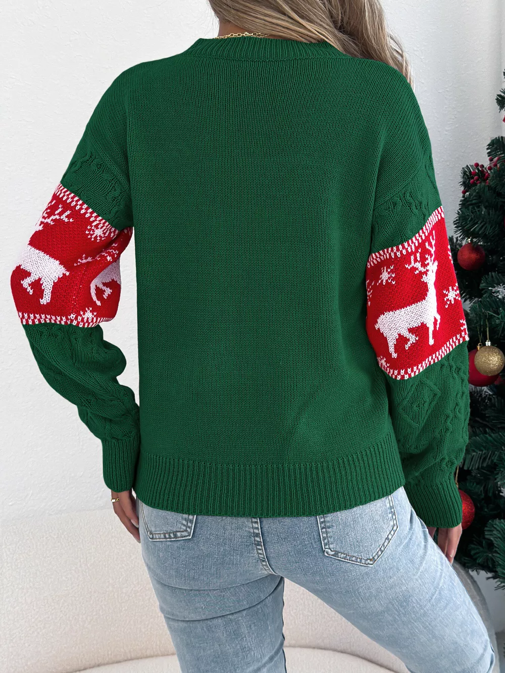Reindeer Pattern Christmas Sweater, image 9