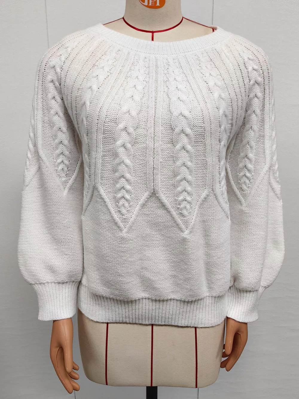 Cable-Knit Round Neck Sweater, image 5