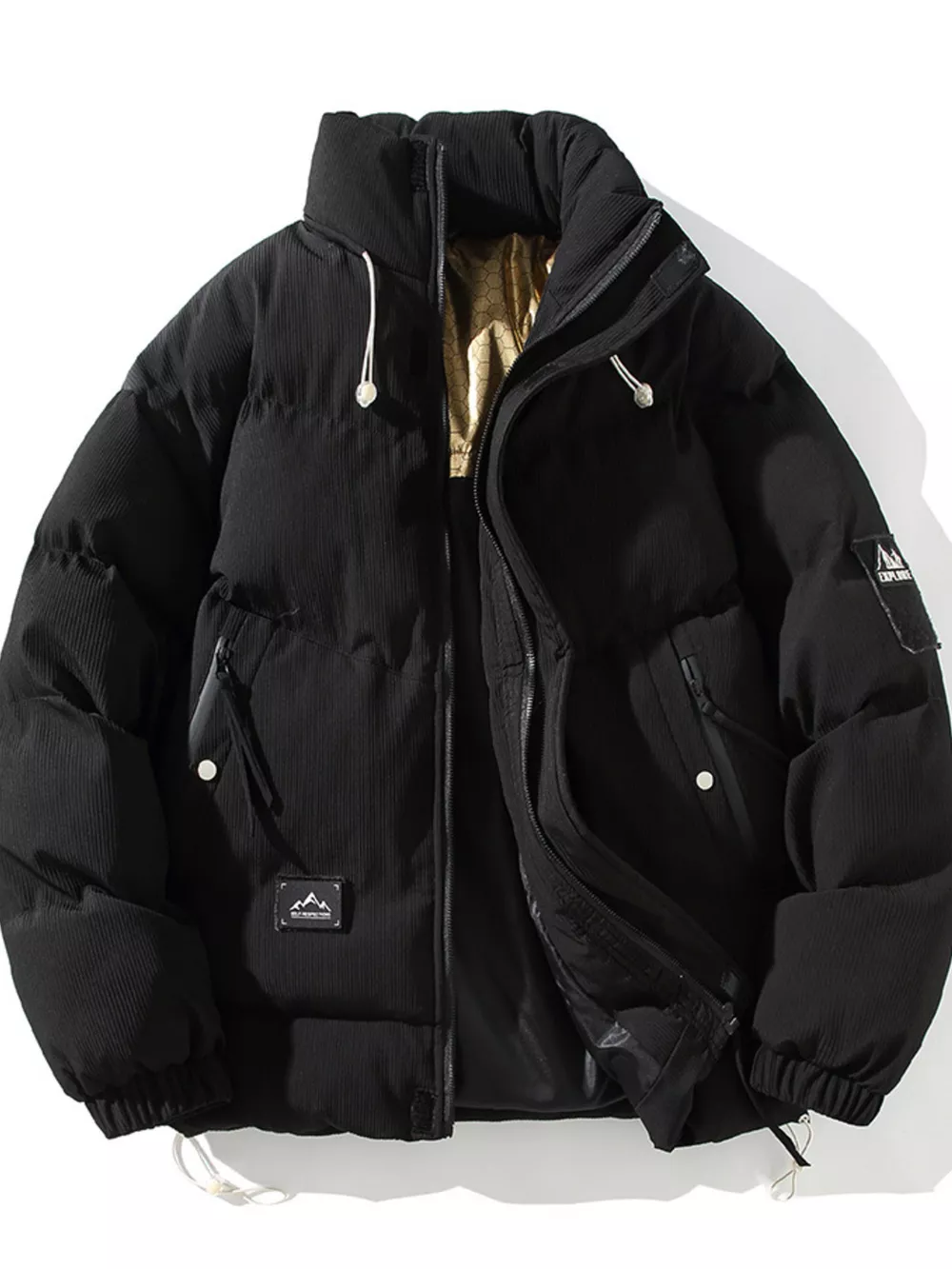 Men's Plus Size Zip Up Long Sleeve Puffer Jacket