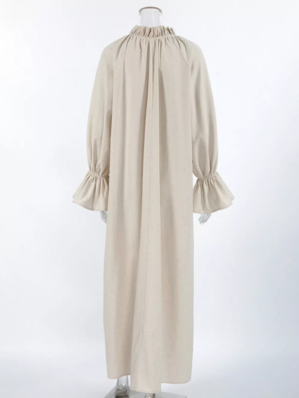 Tie Neck Flounce Sleeve Maxi Dress, image 6