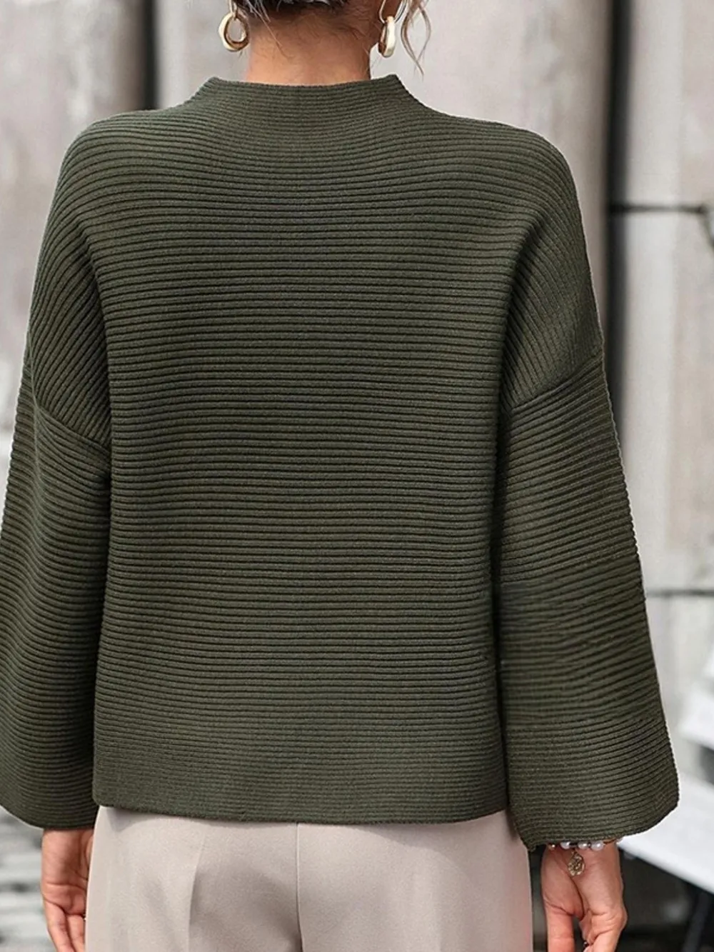 Mock Neck Drop Shoulder Knit Top, image 6
