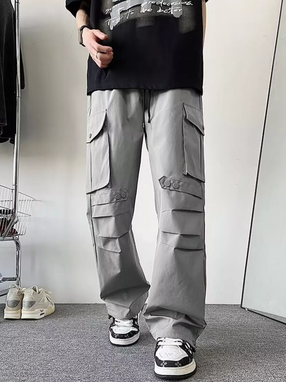 Men's Plus Size Loose Fit Multi-Pocket Cargo Pants, image 4
