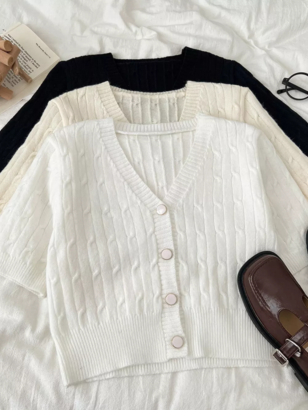 Texture Knit Button Down Cardigan, image 12