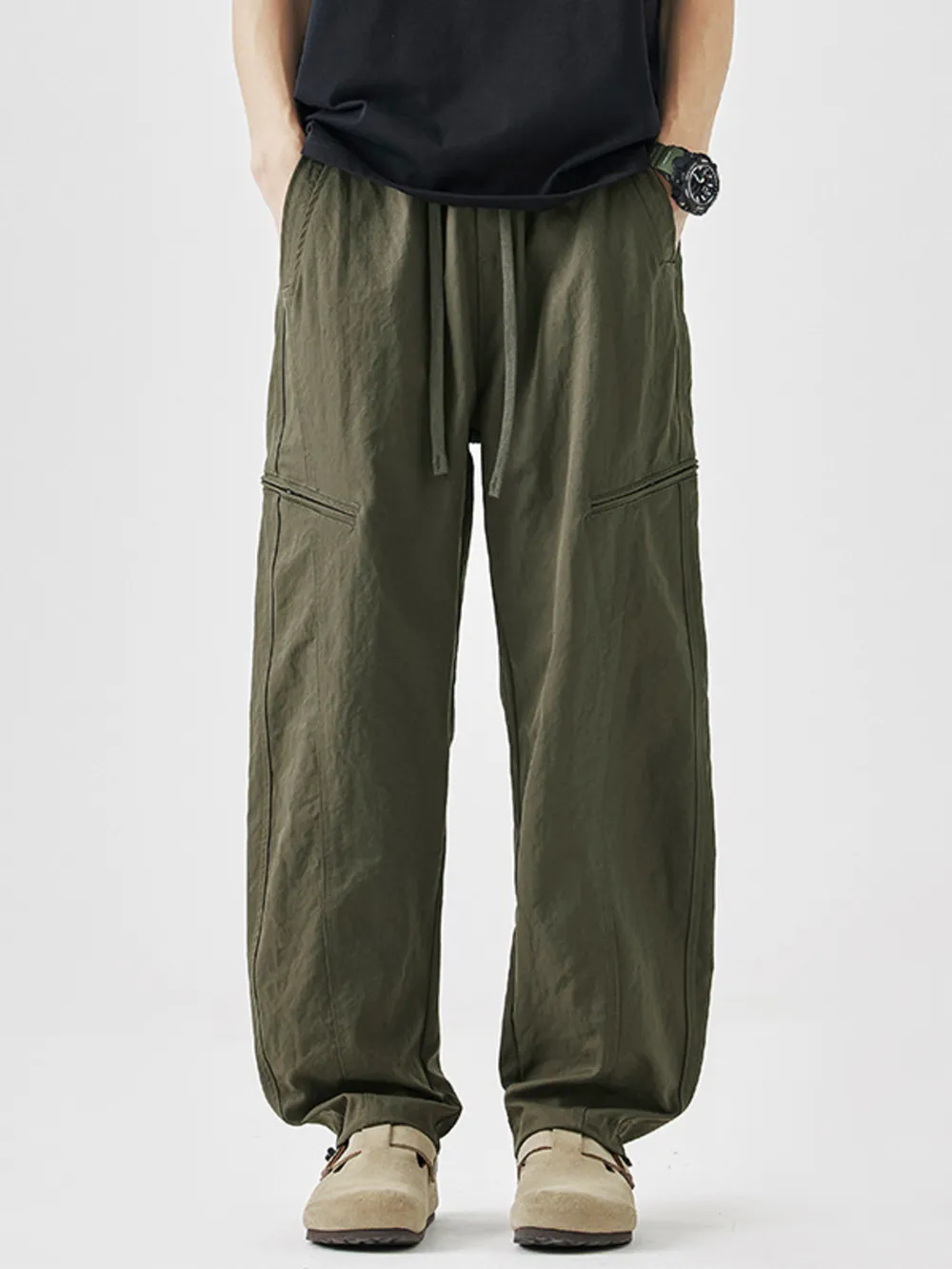 Men's Plus Size Loose Fit Drawstring Casual Pants, image 2