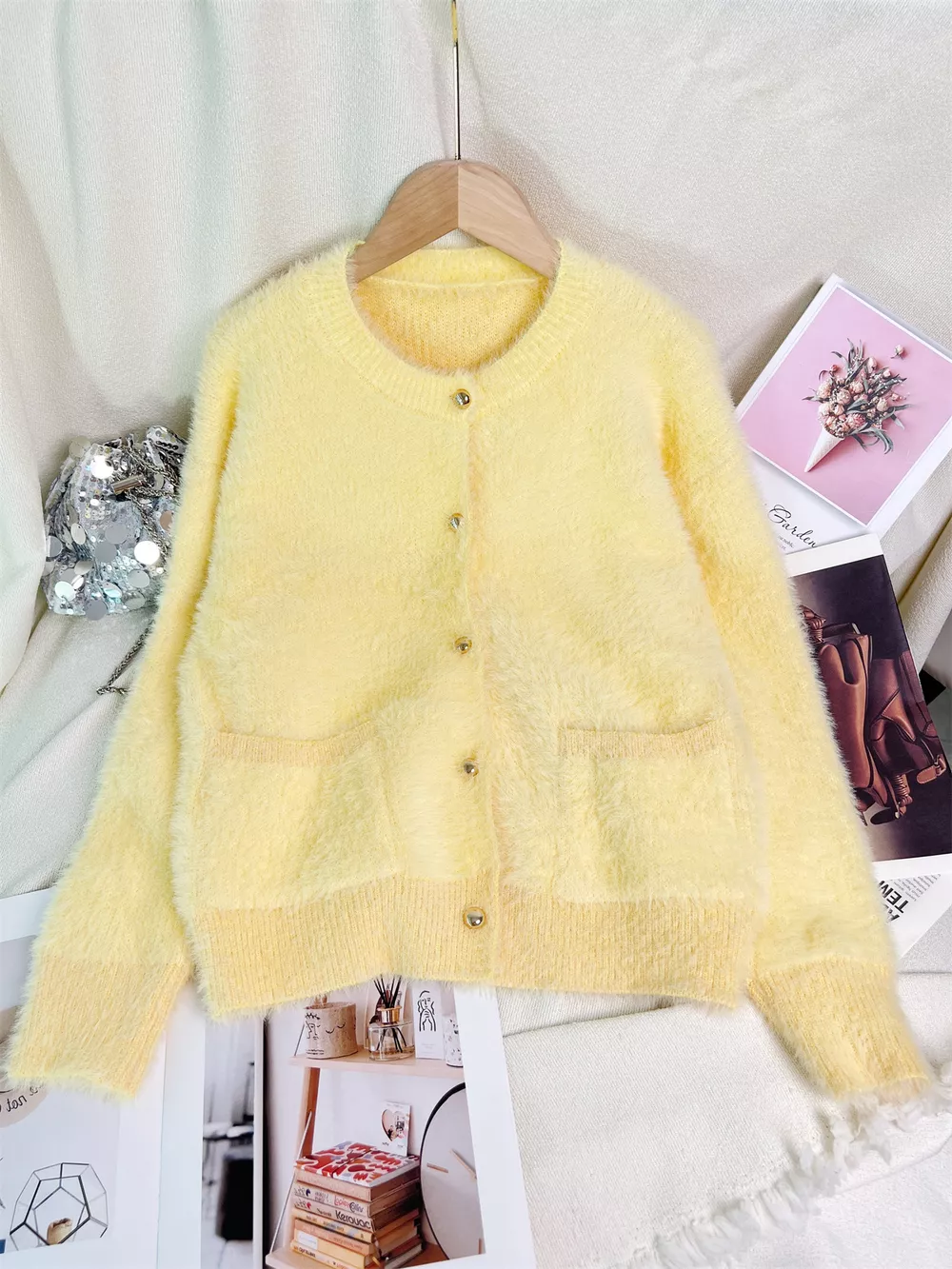 Fluffy Knit Button Up Cardigan, image 14