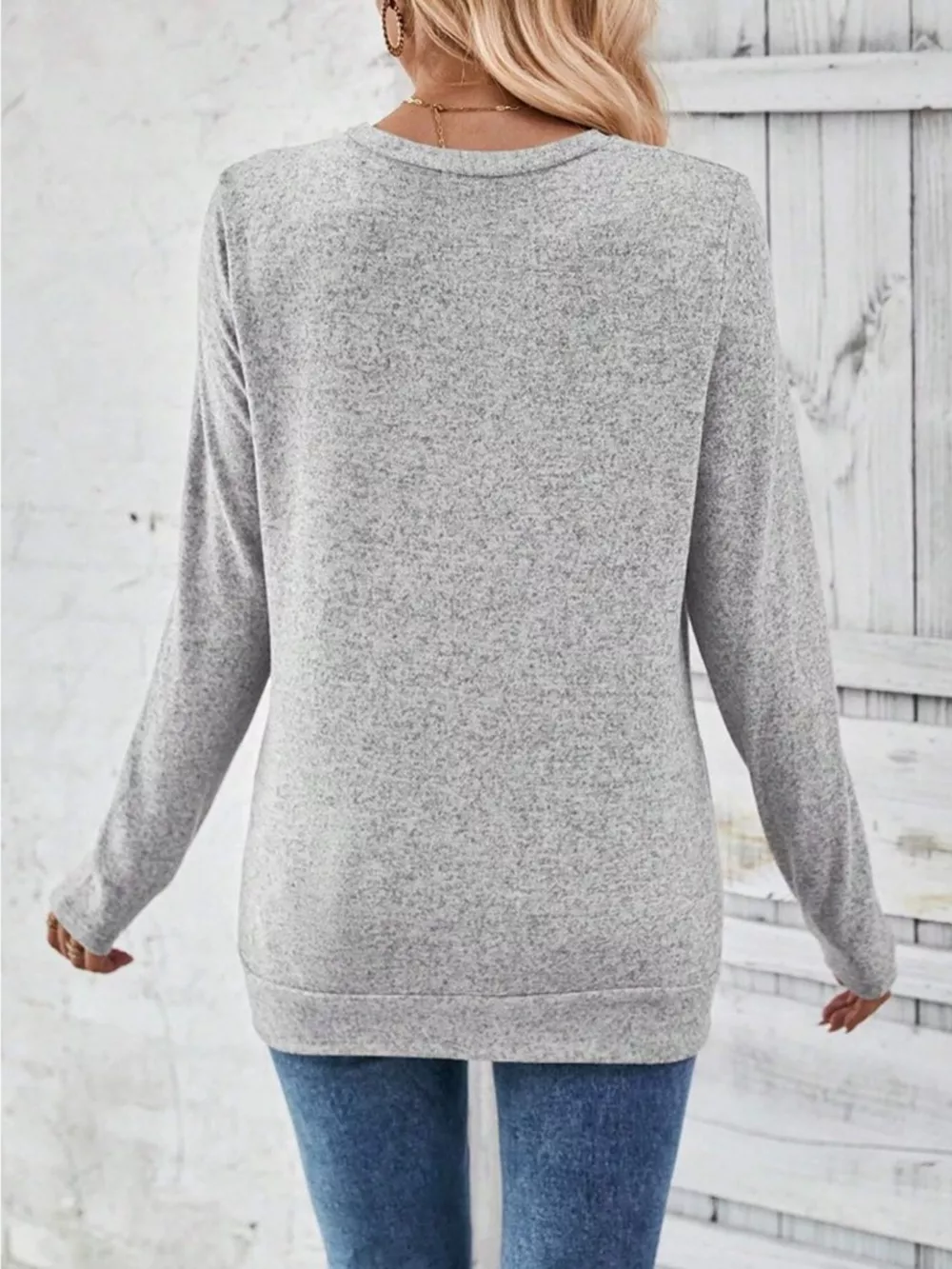 Casual Decor Button Long Sleeve T-Shirt, image 9