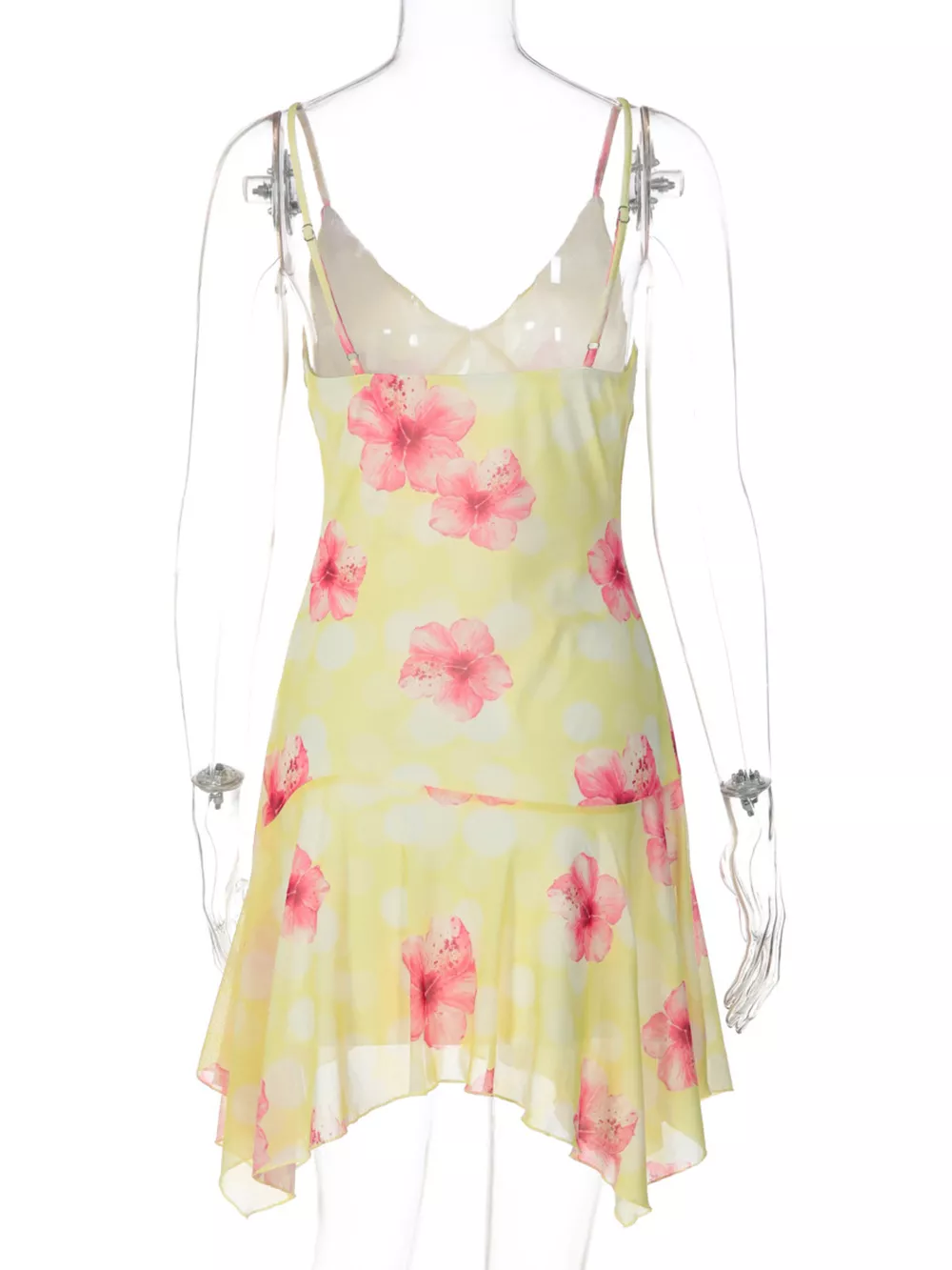 Sheer Floral Print Sleeveless Asymmetrical Mini Dress, image 14
