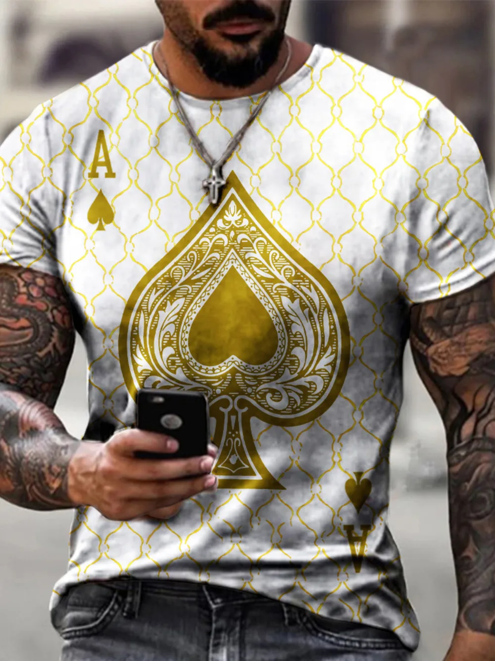 Men's Full Size Ace of Spades Graphic Print T-Shirt Plus Size, image 4