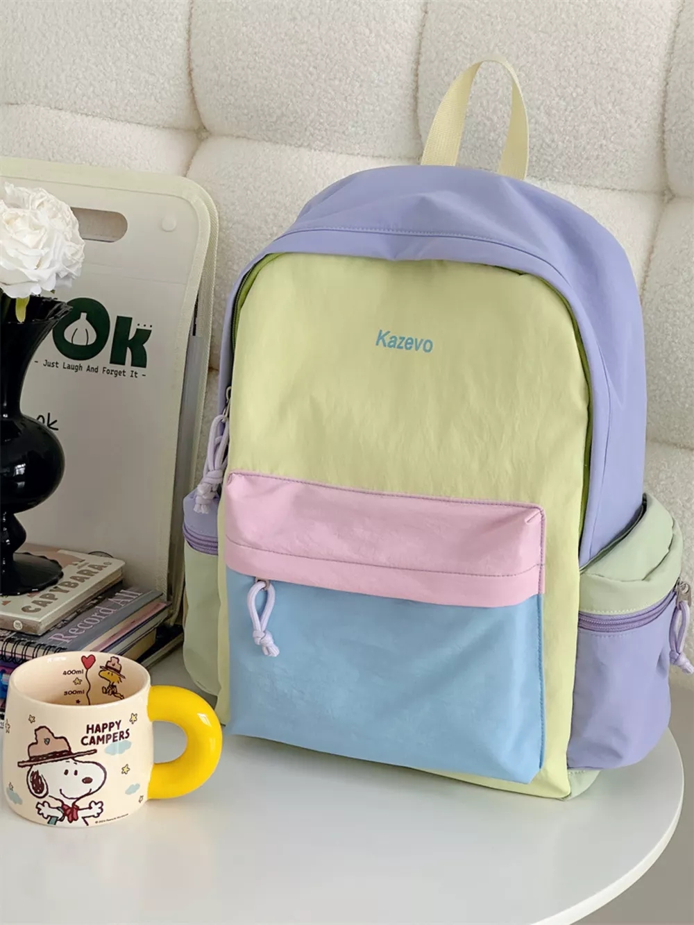 Color Block Lightweight Backpack Bag, image 5