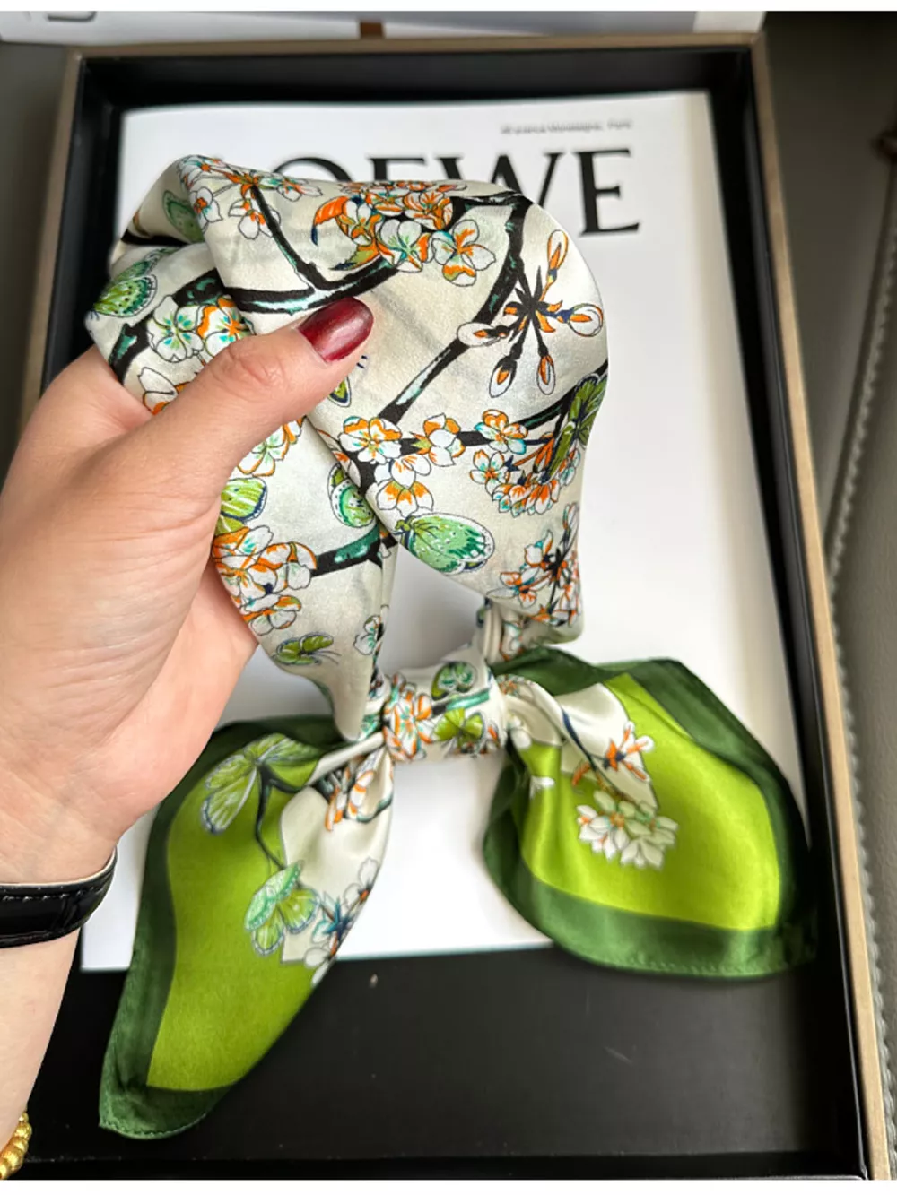 Floral Print Silk Scarf, image 3