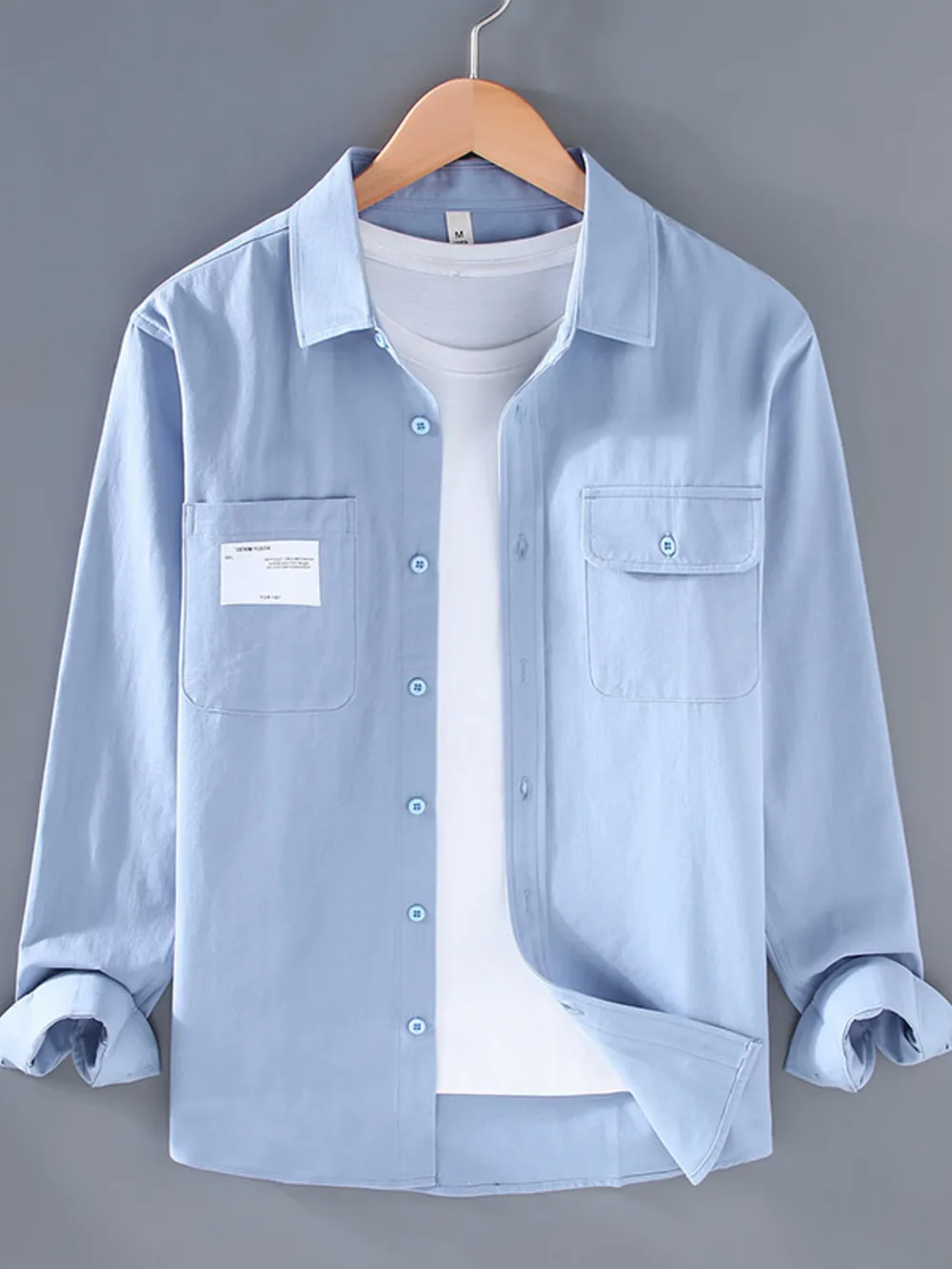 Men's Plus Size Button Up Long Sleeve Shirt, image 2