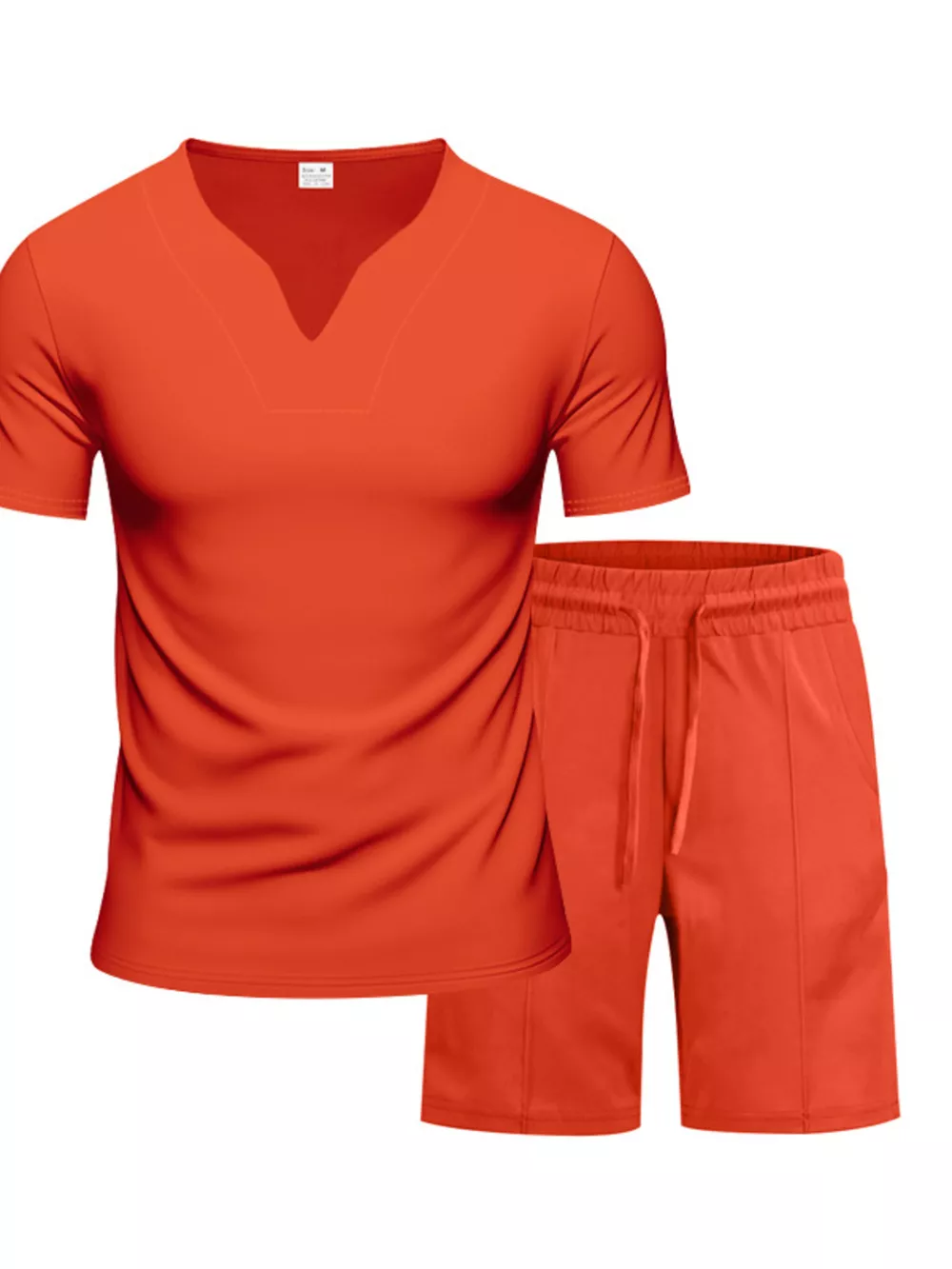 Men's Full Size V-Neck Short Sleeve T-Shirt and Shorts Set Plus Size, image 5