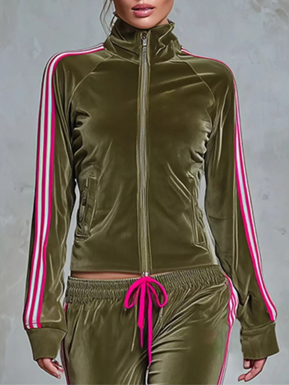 Striped Zip Up Outerwear and Pants Set, image 3