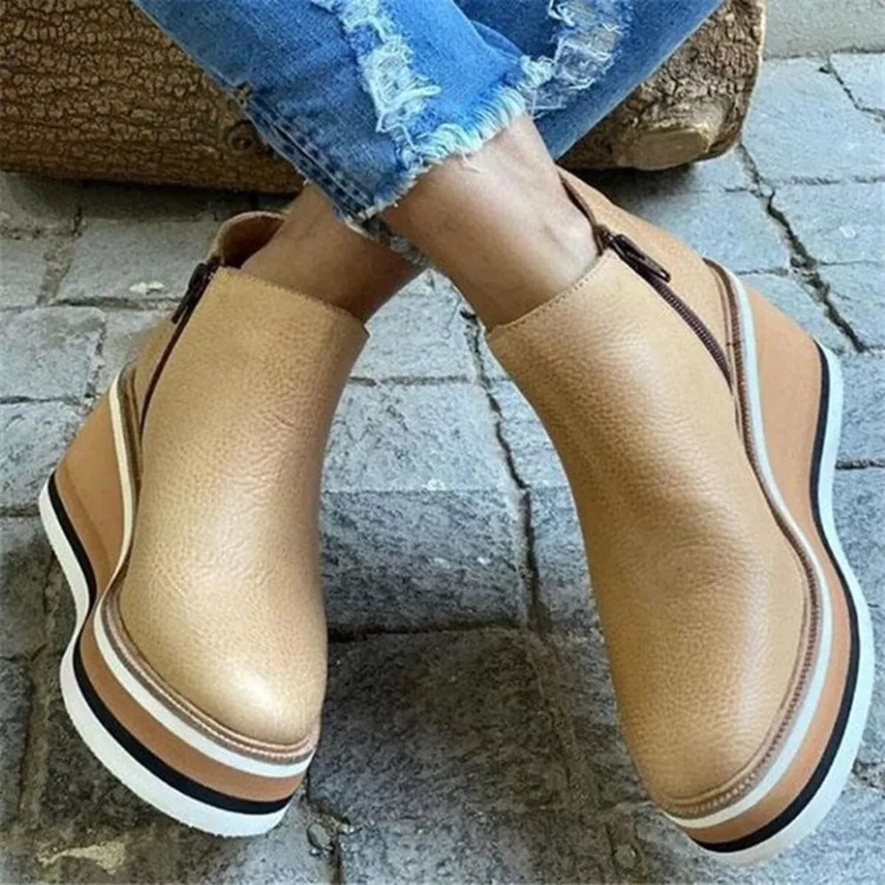 Ankle Wedge Boots with Zipper, image 7