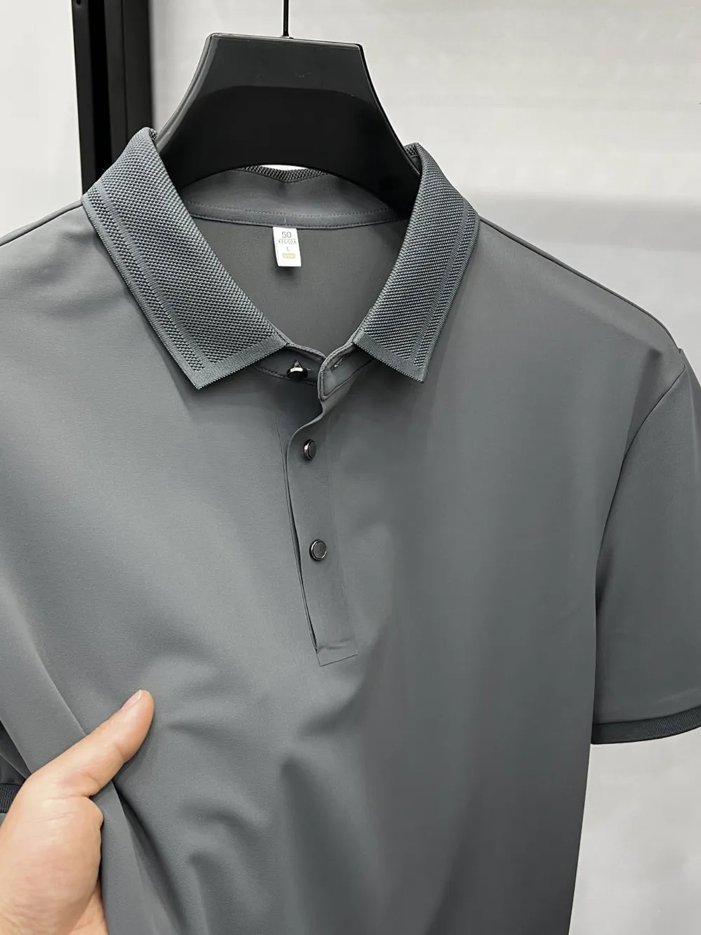 Men's Plus Size Button Detail Short Sleeve Polo, image 8