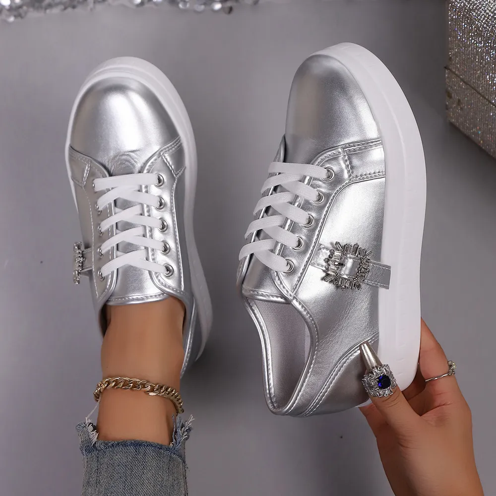 Rhinestone Embellishment Platform Sneakers, image 5
