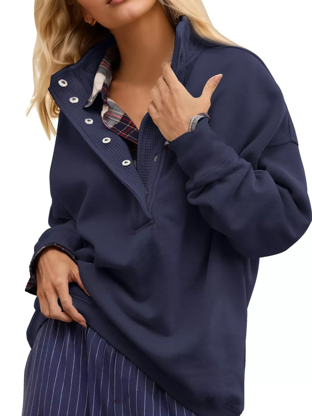 Half Snap Dropped Shoulder Sweatshirt, image 10