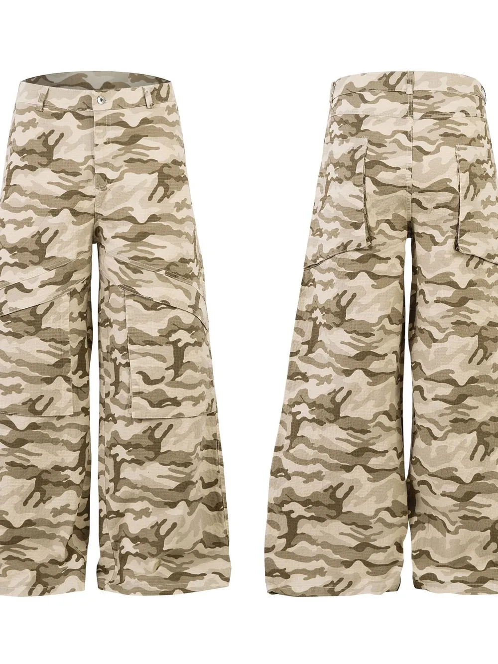 Men's Wide Leg Camo Print Cargo Pants, image 4