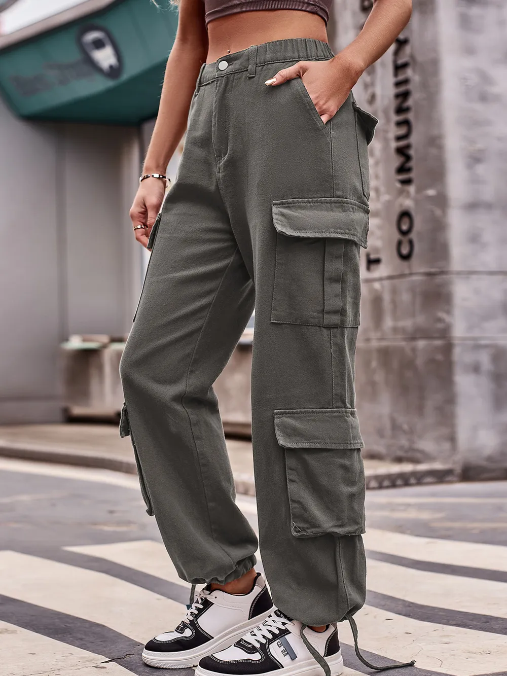 Casual Wide Leg Cargo Jeans, image 13