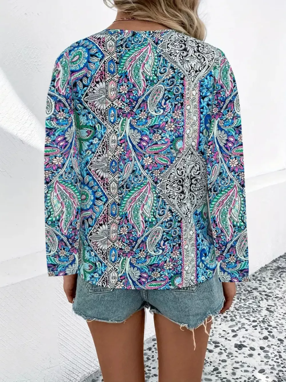 Paisley Print Long Sleeve Blouse, image 8