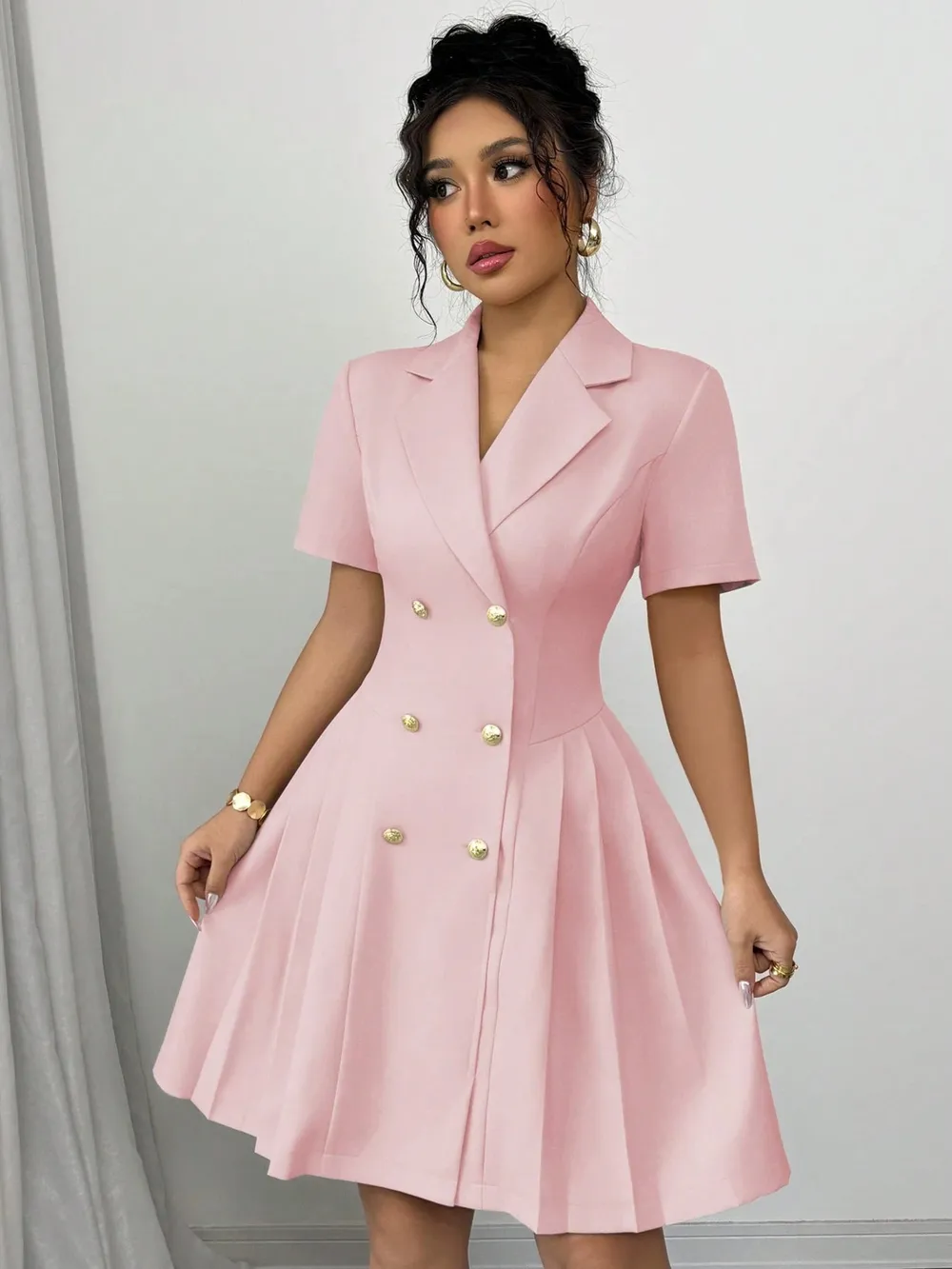 Double-Breasted Short Sleeve Dress, image 9