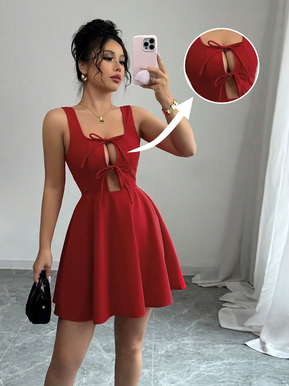 Tie Front Wide Strap Dress, image 6