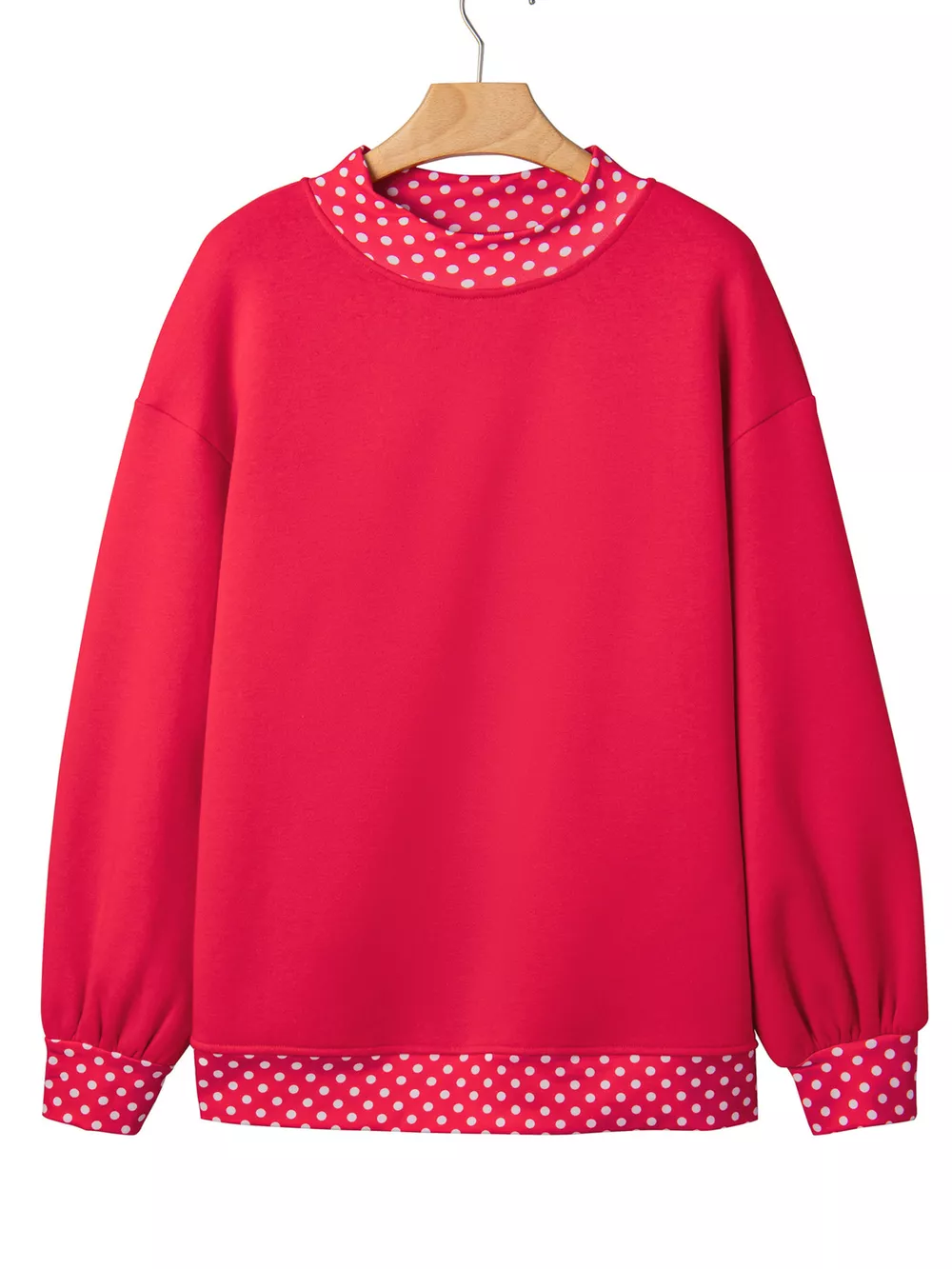 Polka Dot Trim Contrast Crew Neck Sweatshirt, image 8