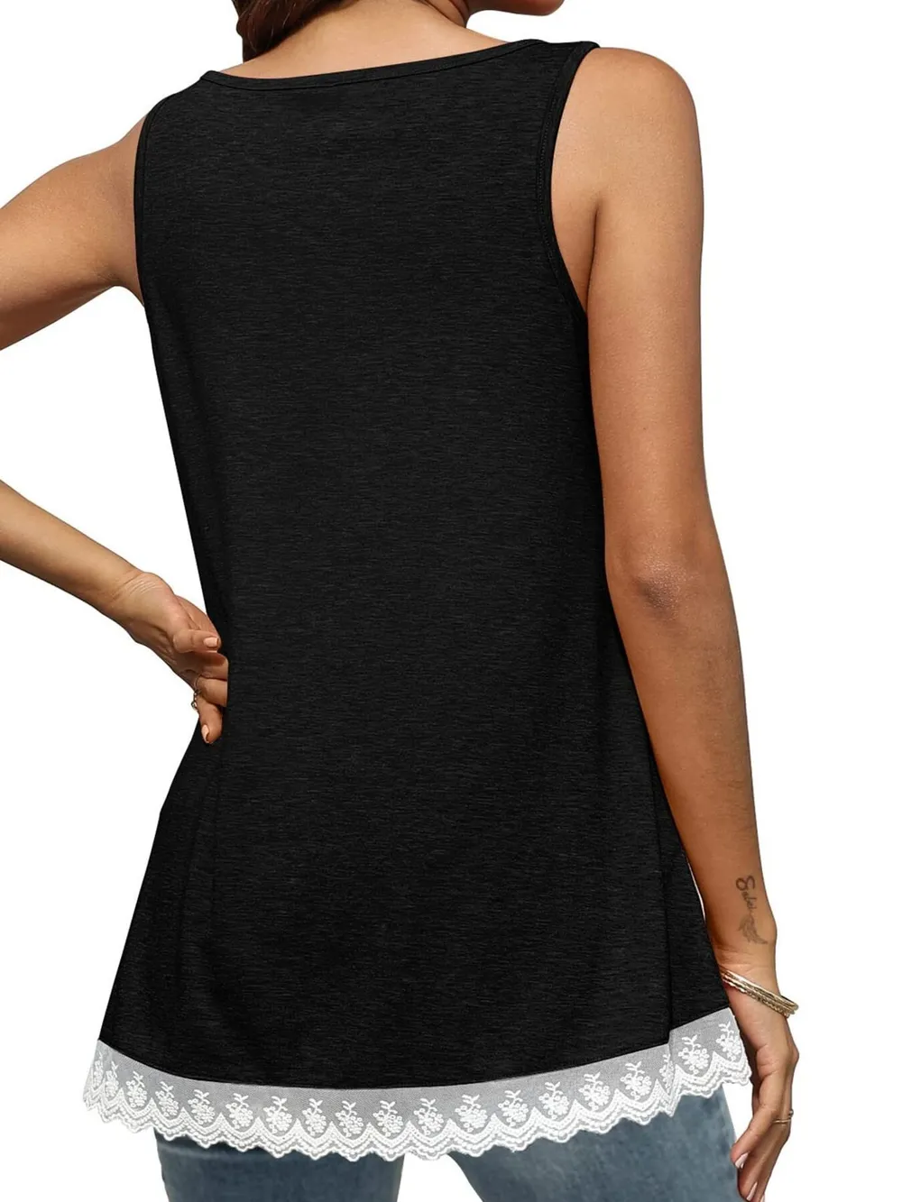 Lace Trim Wide Strap Tank Top, image 7