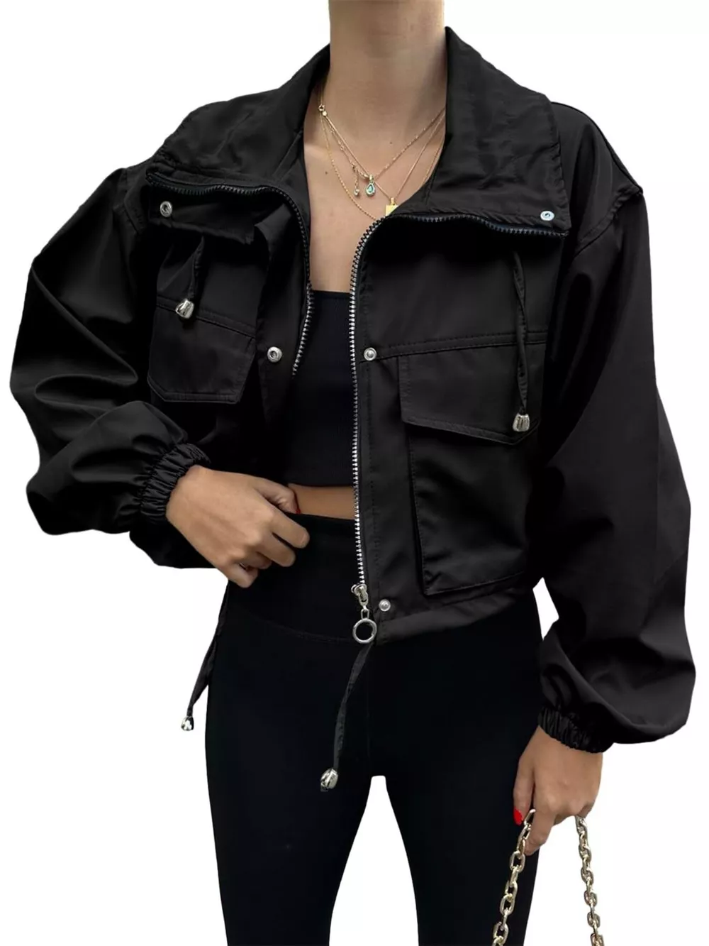 Drawstring Hem Zip Up Jacket, image 8