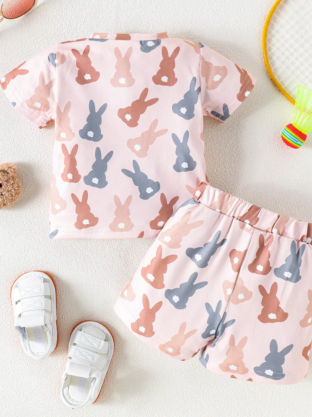 Children's Bunny Print Short Sleeve Top and Shorts Set, image 12
