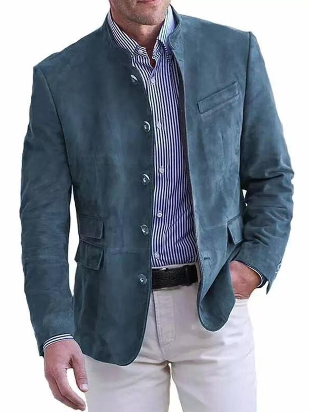Men's Full Size Button Up Long Sleeve Blazer Plus Size