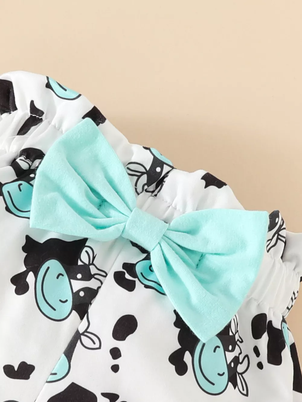 Children's Ruffled Cow Bodysuit and Shorts Set with Headband, image 6