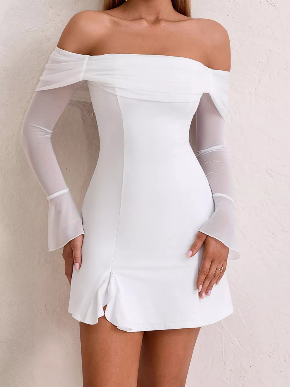 Off-Shoulder Long Sleeve Mini Dress, image 14