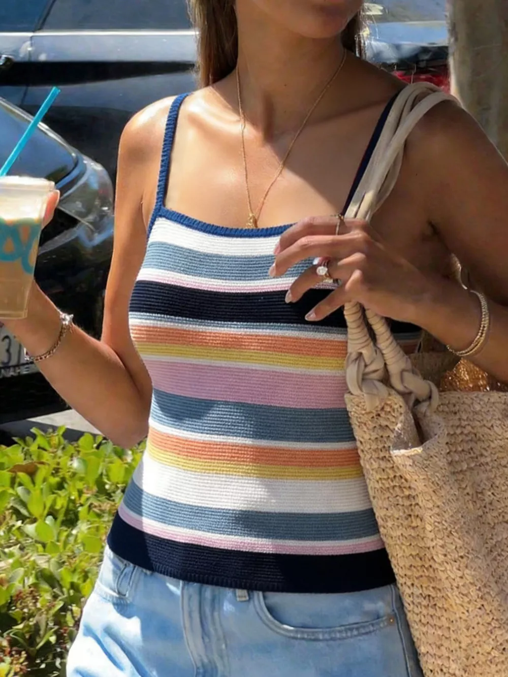 Striped Knit Cami, image 2