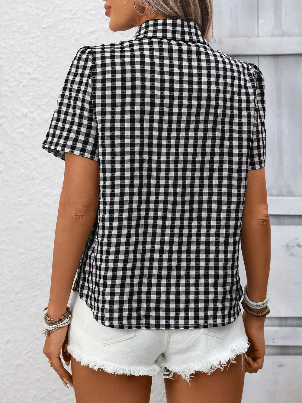Plaid Button-Up Short Sleeve Shirt, image 12