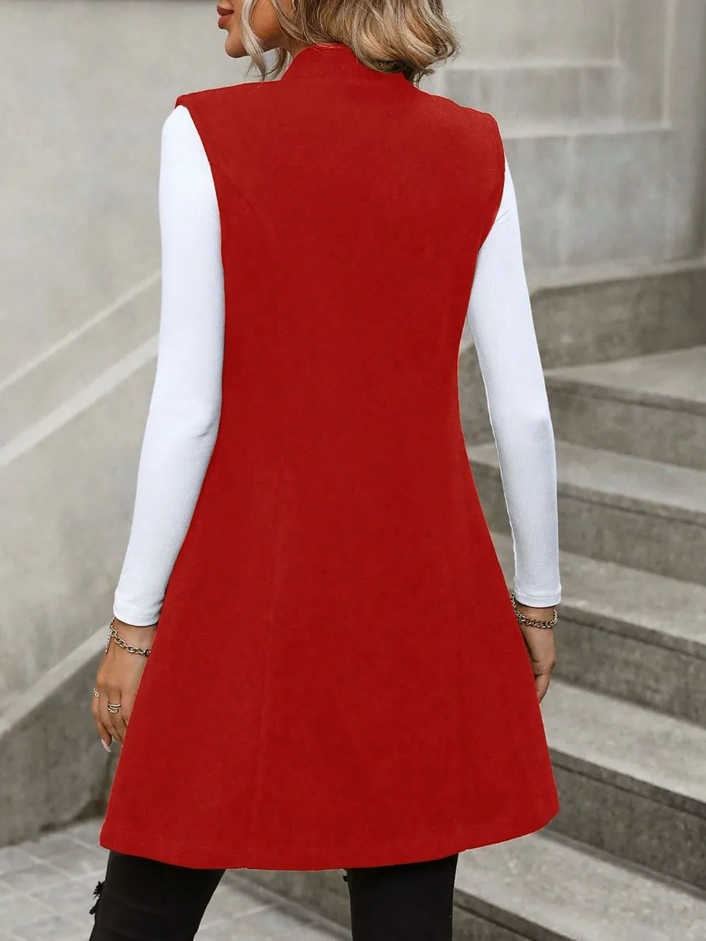 Button Up Longline Vest Coat, image 7