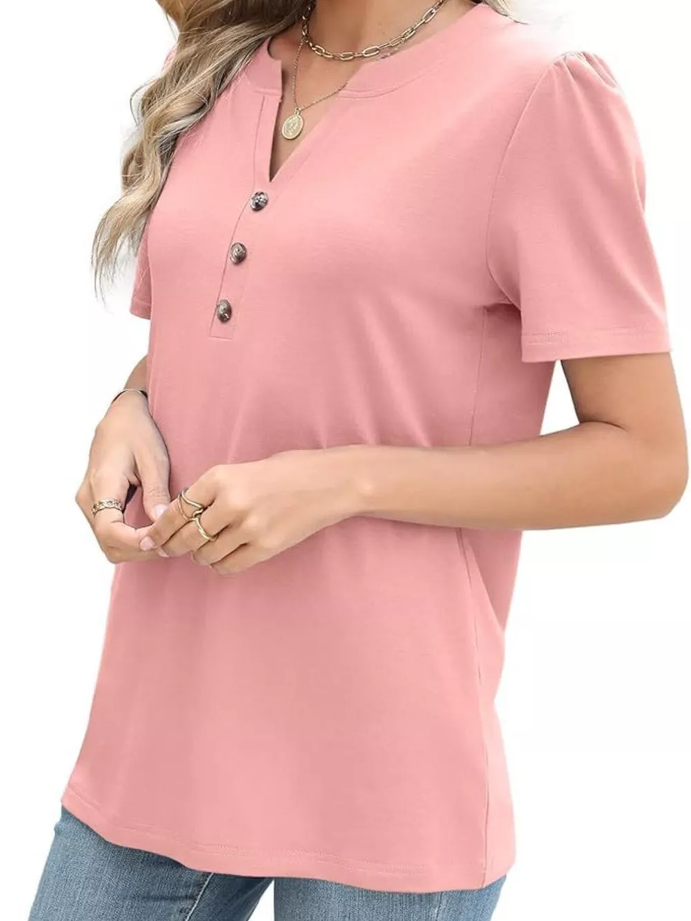 Full Size Notched Short Sleeve Blouse Plus Size, image 15