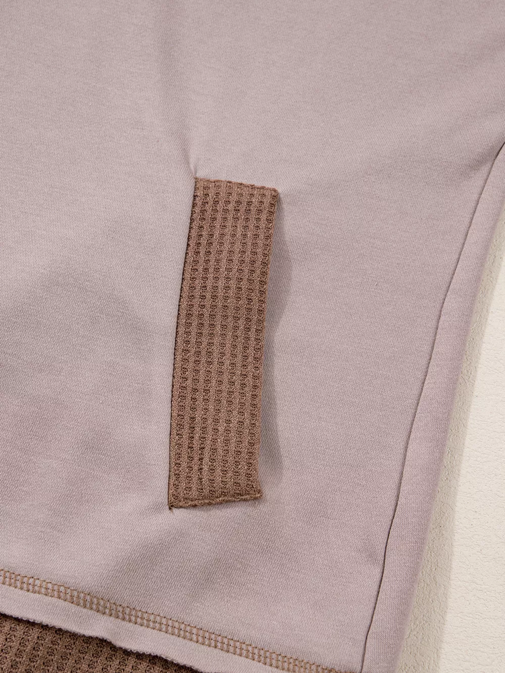 Oversize Waffle Patchwork Exposed Seam Casual Hoodie, image 7