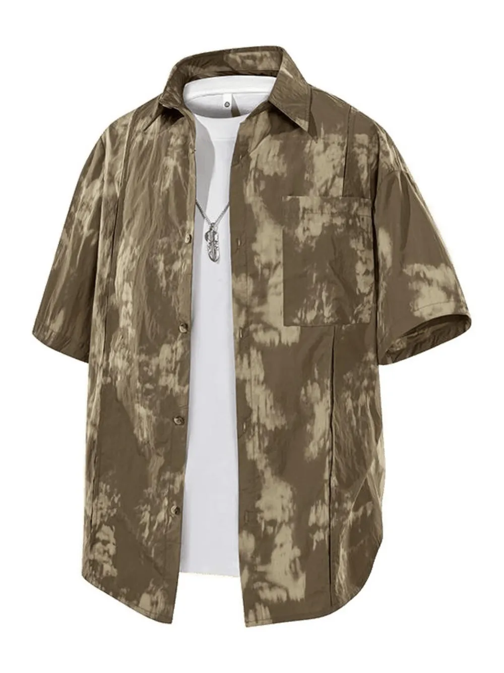 Men's Plus Size Tie-Dye Print Casual Short Sleeve Shirt, image 7