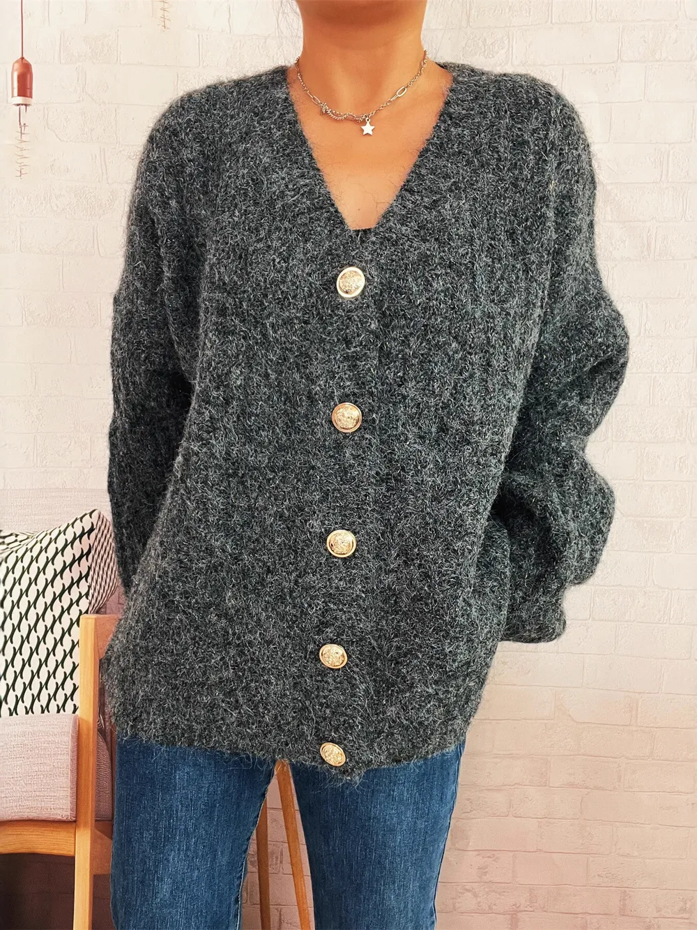 Cable Knit Button-Up Cardigan, image 20
