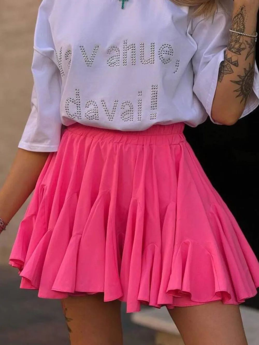 Elastic Waist Ruffled Hem Skirt, image 25