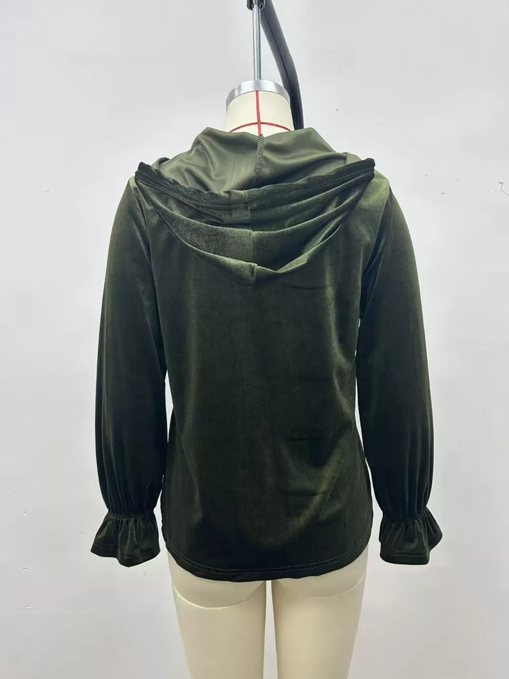 Full Size Velvet Button-Down Hooded Outerwear Plus Size, image 9